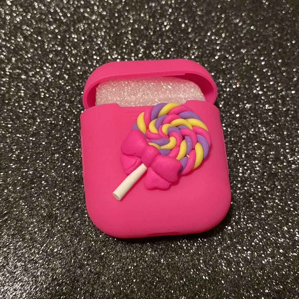 Hot pink AirPod case w charm